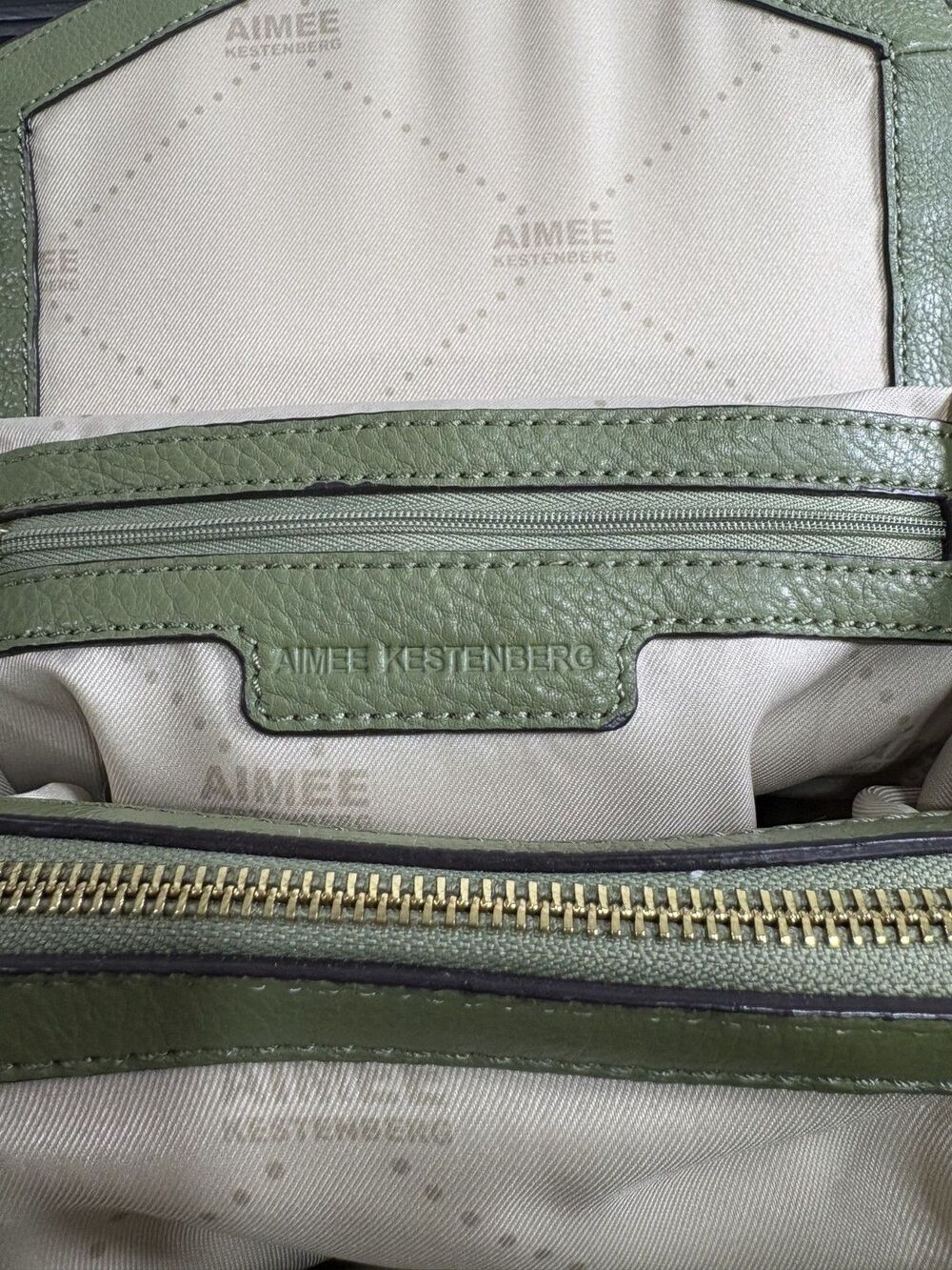 Aimee Kestenberg All For Love Shoulder Bag Green / Olive Leather Handbag - Picture 15 of 16